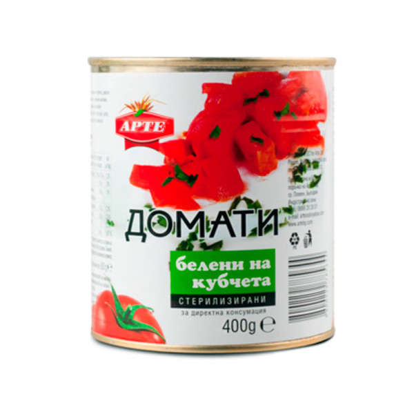 арте домати белени на кубчета 400гр-кутия