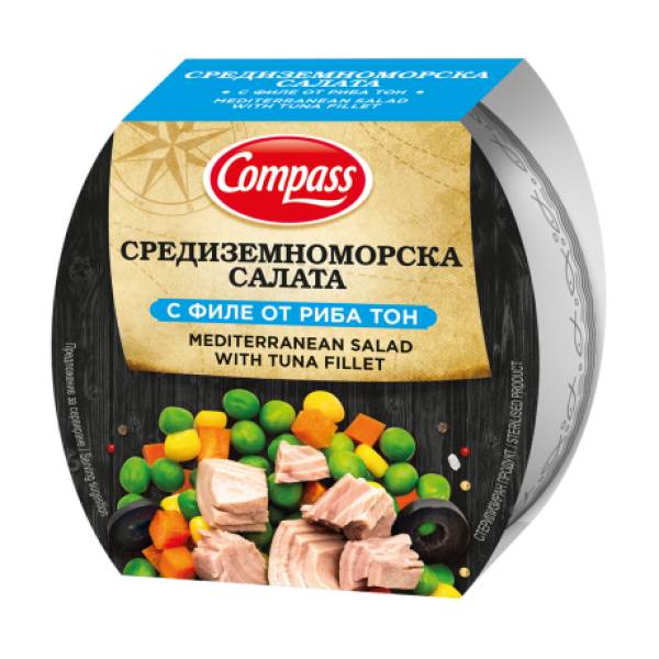 салата средиземноморска компас филе от риба тон 160гр
