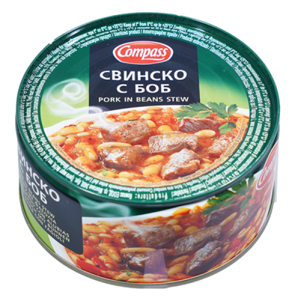 консерва свинско с боб компас 300 гр