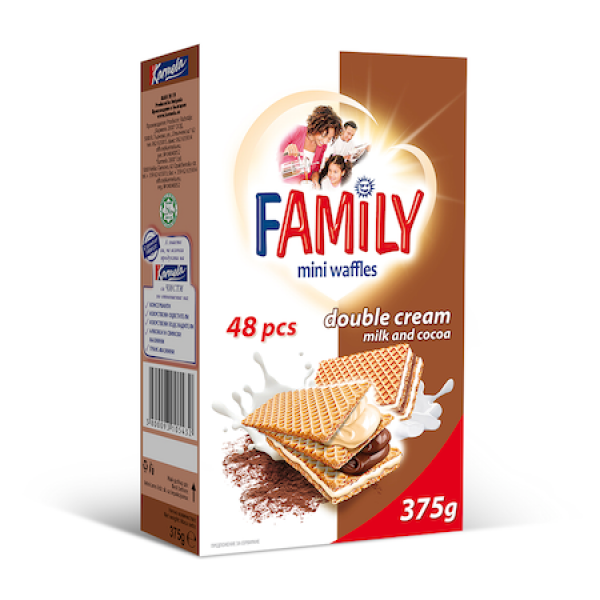 вафли фамилия мини с какаов пълнеж 375гр.