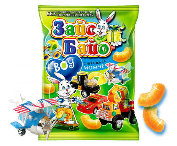 снакс зайо байо с играчка за момче 40гр.