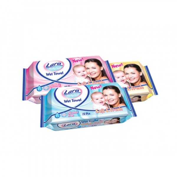 мокри кърпи лара софт фреш 72 бр без капак