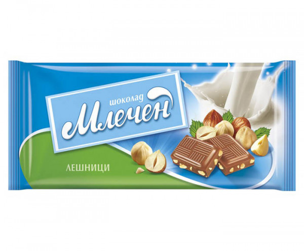 шоколад фин млечен с лешници 80гр.