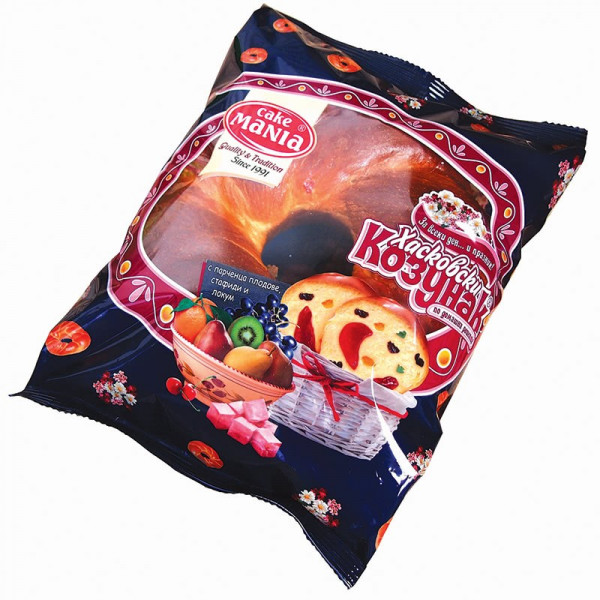 козунак хасковски с локум и парченца плодове 400 гр.