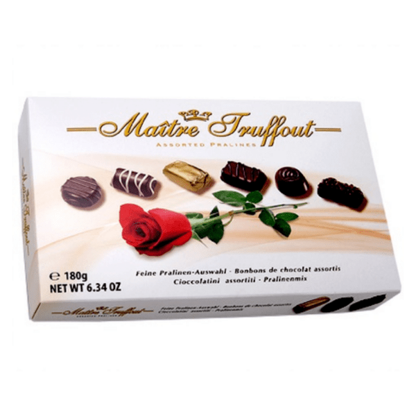 шоколадови бонбони пралине асорти червена роза 180г