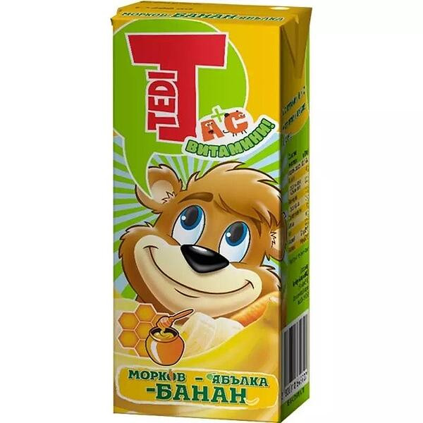 нектар теди  - морков, ябълка и банан 200мл