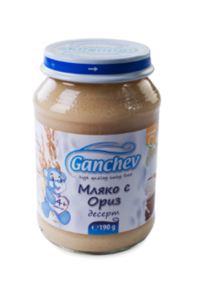 пюре ганчев мляко с ориз 190гр.