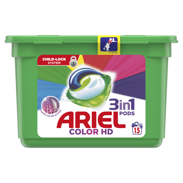 прах за пране ариел 3в1 цветно капсула  12бр