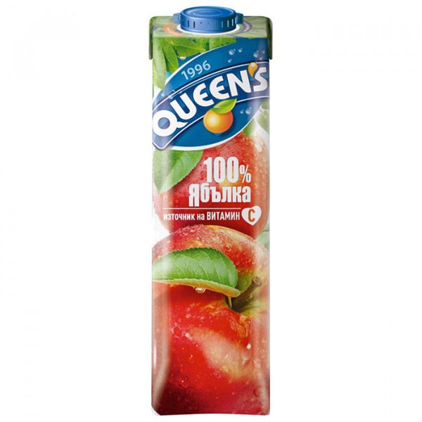 нат.сок куинс 100% ябълка 1л