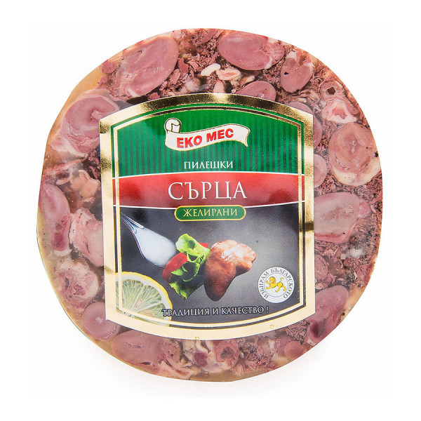 пилешки желирани сърца еко мес 0.170гр.