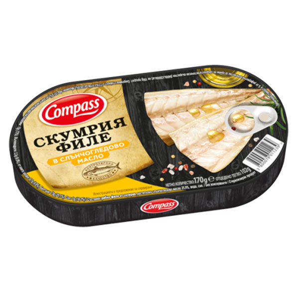 скумрия филе в олио компас 170гр