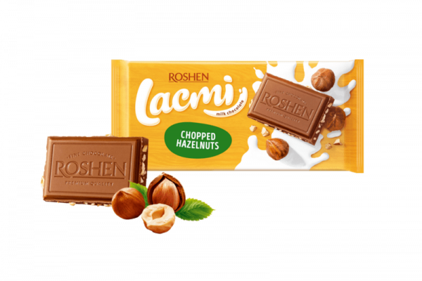 шоколад лакми млечен рошен с цял лешник 90гр.