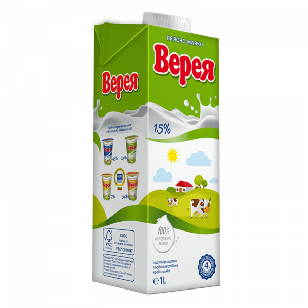 прясно мляко верея 1.5% 1л.