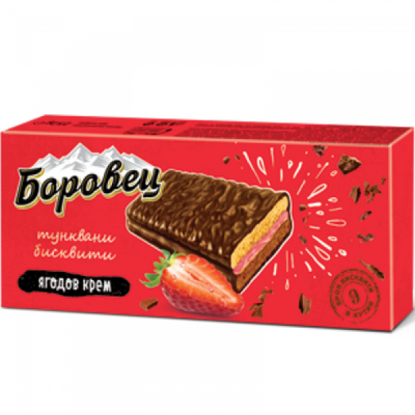 шоколадови бисквити  боровец с крем ягода 252гр