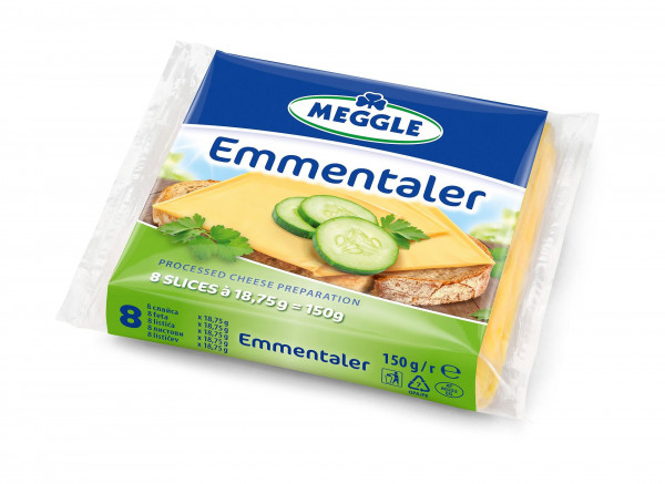 топено сирене на резани ементалер мегле 150гр.