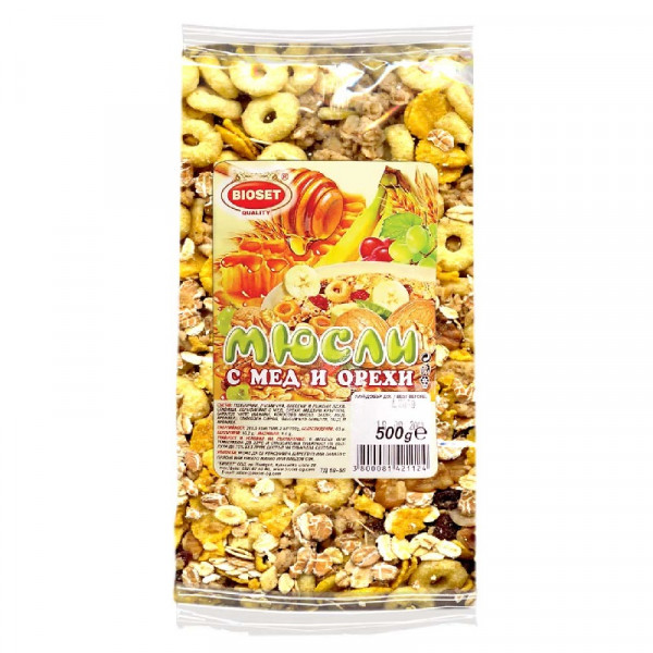 мюсли биосет с мед и орехи 450гр.