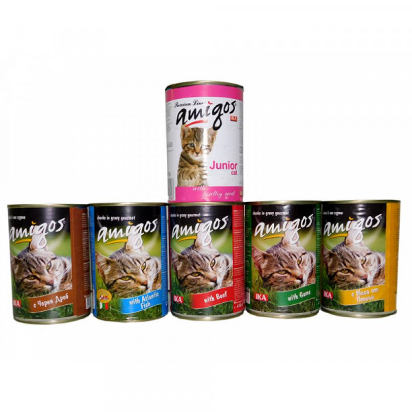 котешка храна амигос - говеждо 415гр.
