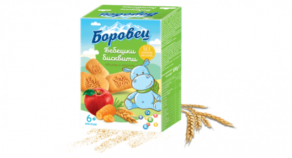 бисквити боровец бебешки с ябълка 100гр