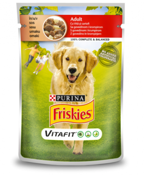 храна за кучета фрискас с говеждо и картофи  100гр