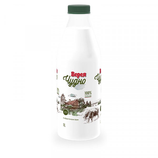 прясно мляко верея чудно 1,7%  бутилка 1л