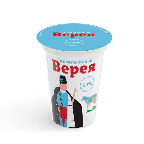 кисело мляко българско верея 0.1% 400гр.