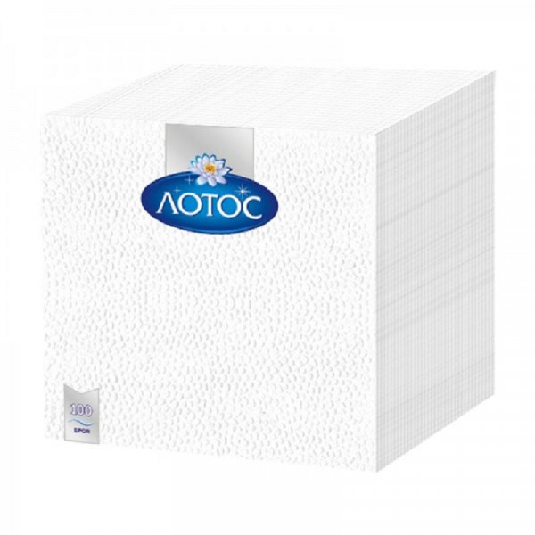 салфетки лотос бели 33/33 80бр