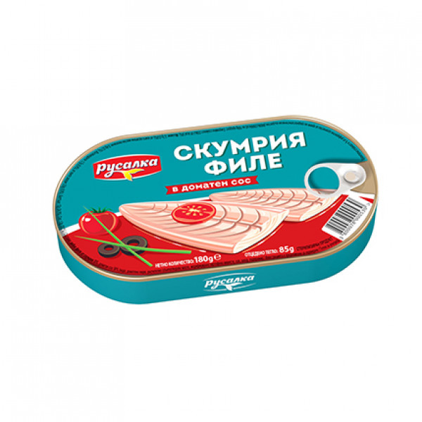 консерва русалка филе в подлютен доматен сос 180г