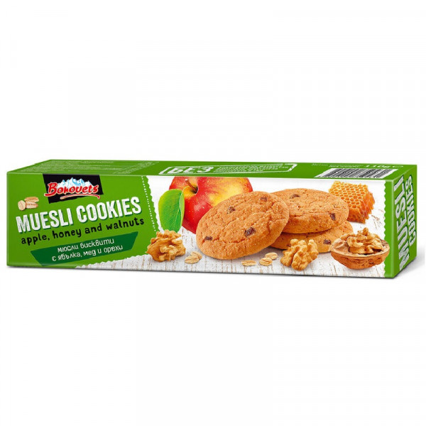 бисквити боровец с ябълка,мед и орехи 110гр